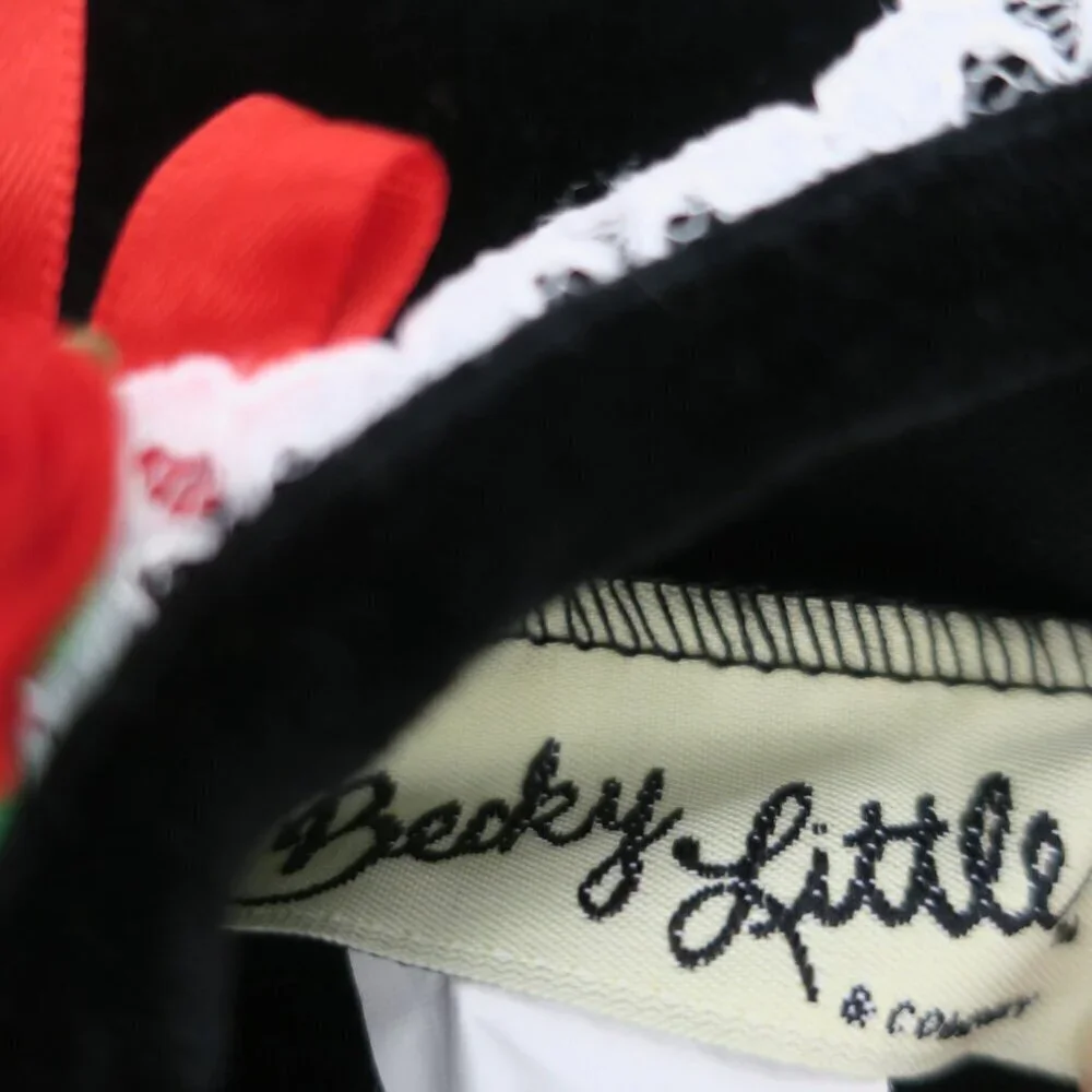Vintage Becky Little Velvet Dress Girls 24 Mos Holiday Christmas Poinsettia